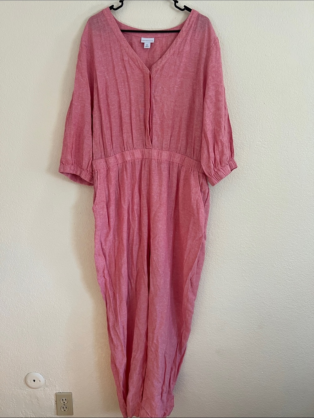 Linen Blend Half Sleeve Jumpsuit